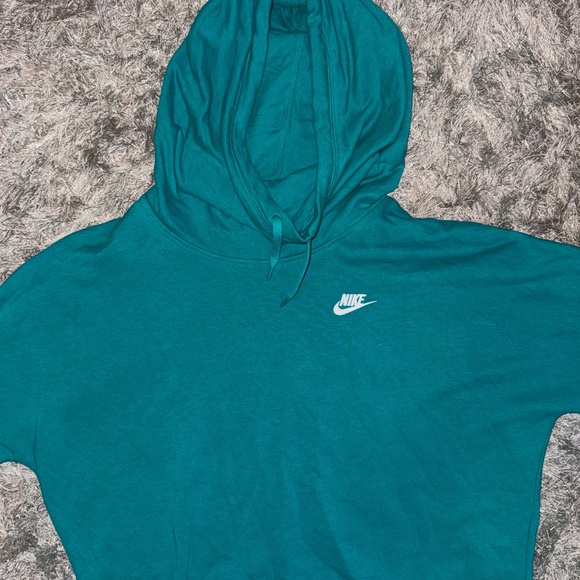 Women’s Nike Teal Short Sleeve Fleece Lined Hoodie / Pullover Size Large - Picture 4 of 6